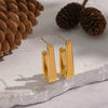 Wholesale Women's Minimalist Geometric Fishhookshaped Stainless Steel Earrings With Vacuum Real Gold Plating