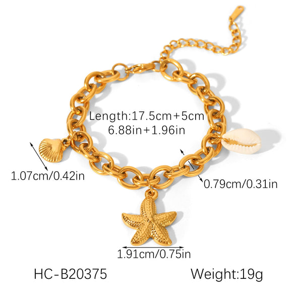 Wholesale Women's Minimalist Geometric Fishtail Pendant Ot Buckle Electroplated Stainless Steel Bracelet Jewelry