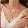 Wholesale Women's Minimalist Geometric Flower Stainless Steel Oshaped Chain Necklace With Vacuum Real Gold Plating