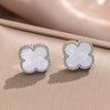 Wholesale Women's Minimalist Geometric Fourleaf Clover Titanium Steel Earrings With Vacuum Furnace Electroplating