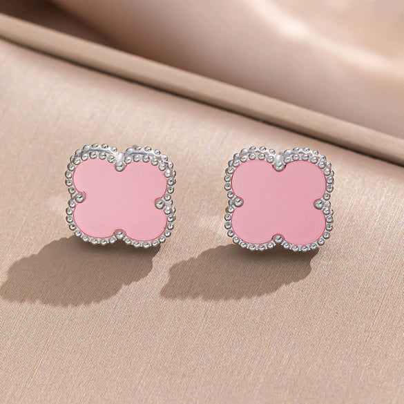 Wholesale Women's Minimalist Geometric Fourleaf Clover Titanium Steel Earrings With Vacuum Furnace Electroplating
