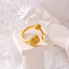 Wholesale Women's Minimalist Geometric Freshwater Pearl Ball Hollow Shaped Titanium Steel 18K Gold Plated Pvd Ring