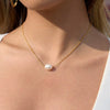 Wholesale Women's Minimalist Geometric Freshwater Pearl Necklace With Stainless Steel Snake Chain Real Gold Plated In The Furnace