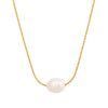 Wholesale Women's Minimalist Geometric Freshwater Pearl Necklace With Stainless Steel Snake Chain Real Gold Plated In The Furnace