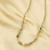 Wholesale Women's Minimalist Geometric Handmade Beaded Titanium Steel Necklace With Natural Stone And 18K Electroplated Design