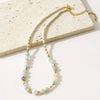 Wholesale Women's Minimalist Geometric Handmade Beaded Titanium Steel Necklace With Natural Stone And 18K Electroplated Design
