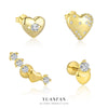 Wholesale Women's Minimalist Geometric Heart Shaped S925 Sterling Silver Zirconia Micro Set Earrings