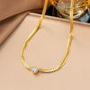 Wholesale Women's Minimalist Geometric Heartshaped 18K Real Gold Plated Titanium Steel Whip Chain Necklace