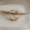 Wholesale Women's Minimalist Geometric Hollow Out Stainless Steel Open Ring With 18K Gold Electroplating