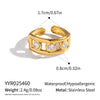 Wholesale Women's Minimalist Geometric Hollow Out Stainless Steel Open Ring With 18K Gold Electroplating