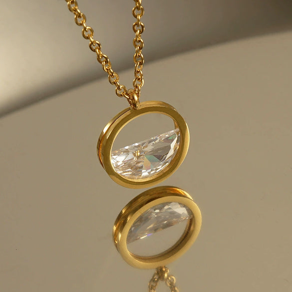 Wholesale Women's Minimalist Geometric Hollow Pendant 316L Stainless Steel 316L Stainless Steel Necklace With Electroplating And Cross Chain