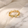 Wholesale Women's Minimalist Geometric Hollowout Diamondencrusted Goldplated Ring