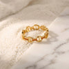 Wholesale Women's Minimalist Geometric Hollowout Diamondencrusted Goldplated Ring