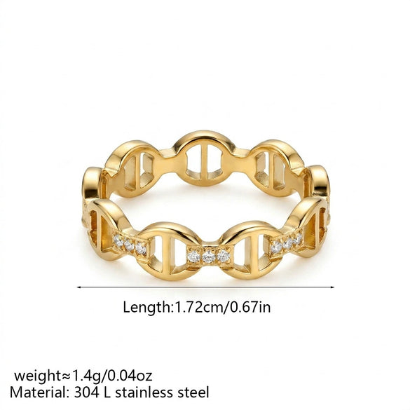 Wholesale Women's Minimalist Geometric Hollowout Diamondencrusted Goldplated Ring