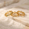 Wholesale Women's Minimalist Geometric Hollowout Diamondencrusted Goldplated Ring