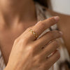 Wholesale Women's Minimalist Geometric Hollowout Diamondencrusted Goldplated Ring