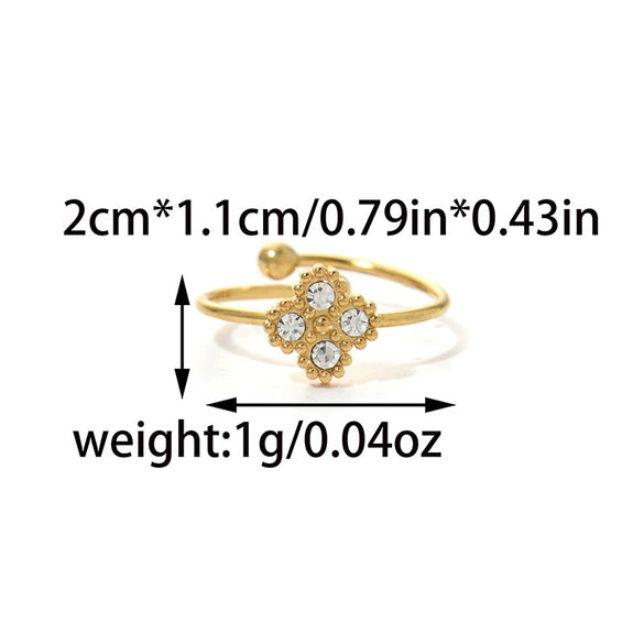 Wholesale Women's Minimalist Geometric Inlaid Heartshaped Zircon Titanium Steel Ring With Electroplating
