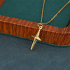 Wholesale Women's Minimalist Geometric 18K Gold Electroplated Stainless Steel Cross Pendant Necklace