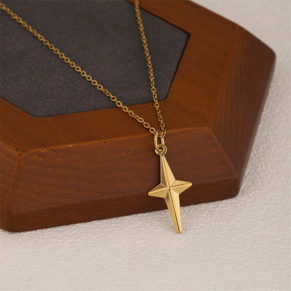 Wholesale Women's Minimalist Geometric 18K Gold Electroplated Stainless Steel Cross Pendant Necklace