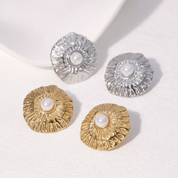 Wholesale Women's Minimalist Geometric 18K Goldplated Stainless Steel Earrings