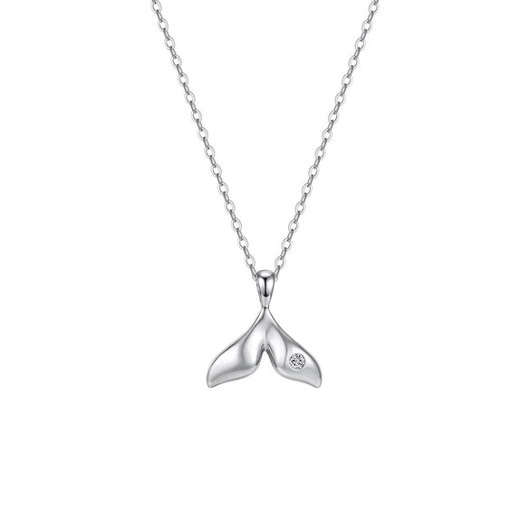 Wholesale Women's Minimalist Geometric Mermaid Tail Pendant 925 Silver Electroplated Cross Chain Necklace