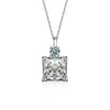 Wholesale Women's Minimalist Geometric Moissanite S925 Silver Square Pendant Cross Chain Necklace