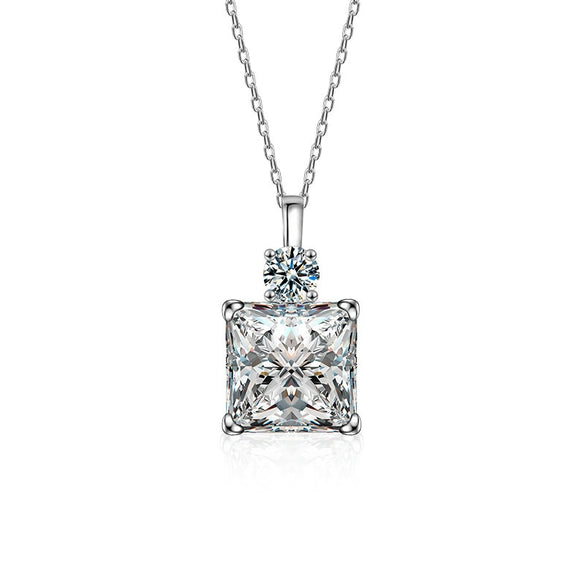 Wholesale Women's Minimalist Geometric Moissanite S925 Silver Square Pendant Cross Chain Necklace