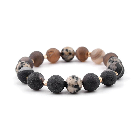 Wholesale Women's Minimalist Geometric Natural Matte Stone Agate Crystal Multilayered Bracelet