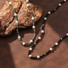 Wholesale Women's Minimalist Geometric Natural Stone Pearl Turquoise Layered S925 Silver Electroplated Necklace Cross Chain