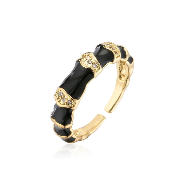 Wholesale Women's Minimalist Geometric Open Ring Copper 18K Gold Plated With Microinlay Zircon