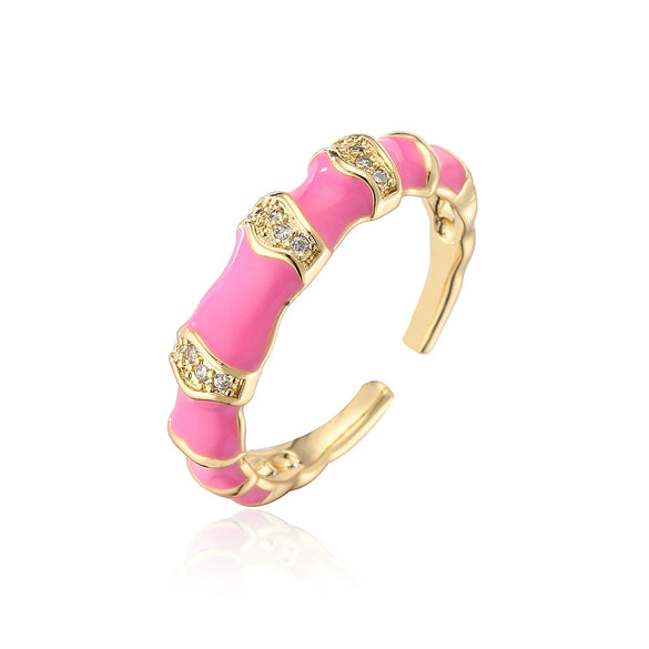 Wholesale Women's Minimalist Geometric Open Ring Copper 18K Gold Plated With Microinlay Zircon