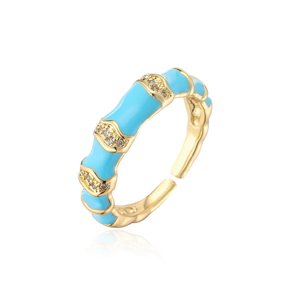 Wholesale Women's Minimalist Geometric Open Ring Copper 18K Gold Plated With Microinlay Zircon