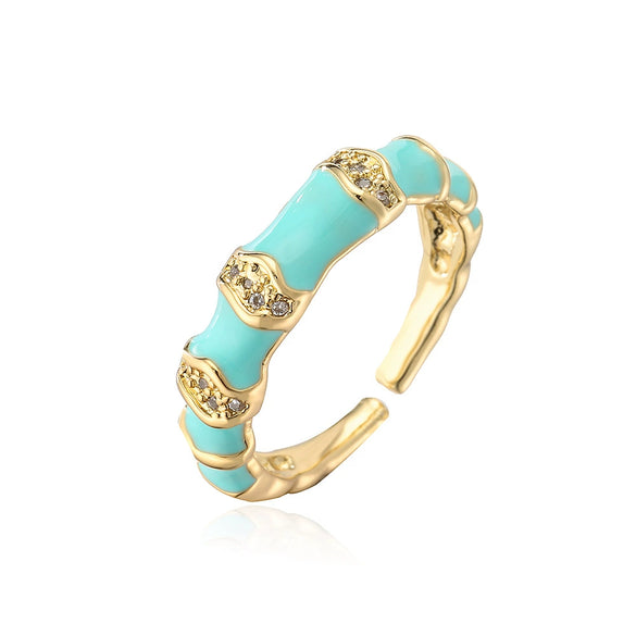 Wholesale Women's Minimalist Geometric Open Ring Copper 18K Gold Plated With Microinlay Zircon