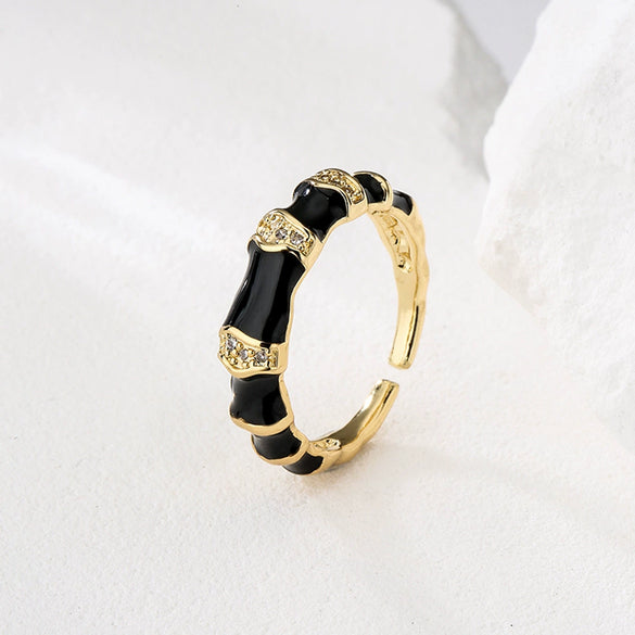 Wholesale Women's Minimalist Geometric Open Ring Copper 18K Gold Plated With Microinlay Zircon