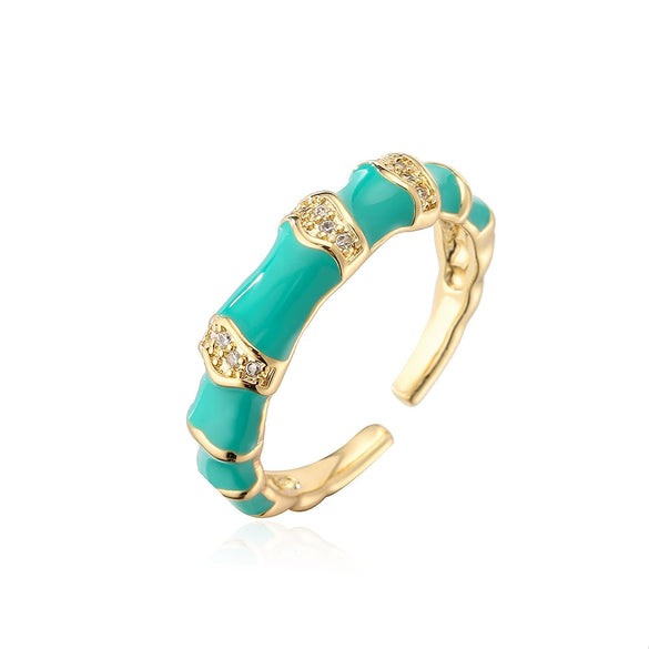 Wholesale Women's Minimalist Geometric Open Ring Copper 18K Gold Plated With Microinlay Zircon