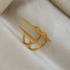 Wholesale Women's Minimalist Geometric Open Ring Stainless Steel Vacuum Real Gold Plated Jewelry