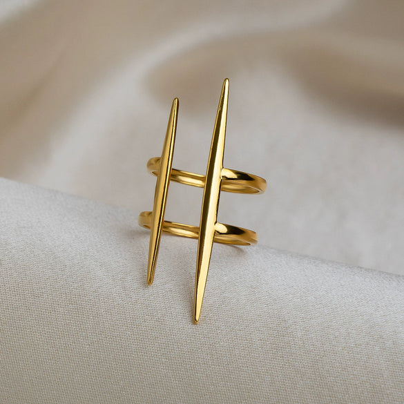 Wholesale Women's Minimalist Geometric Open Ring Stainless Steel Vacuum Real Gold Plated Jewelry