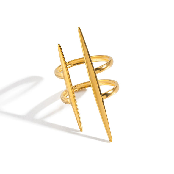 Wholesale Women's Minimalist Geometric Open Ring Stainless Steel Vacuum Real Gold Plated Jewelry