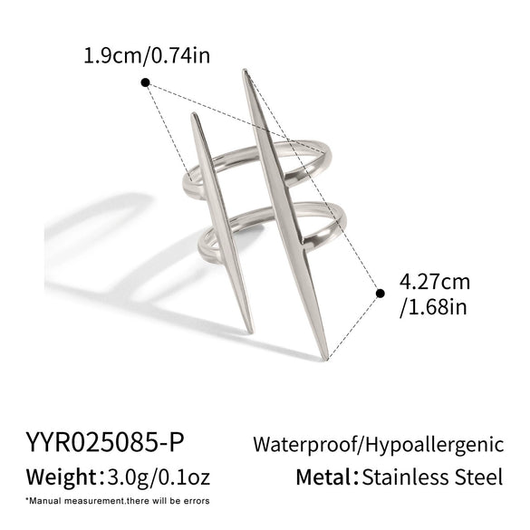 Wholesale Women's Minimalist Geometric Open Ring Stainless Steel Vacuum Real Gold Plated Jewelry
