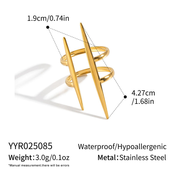Wholesale Women's Minimalist Geometric Open Ring Stainless Steel Vacuum Real Gold Plated Jewelry