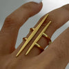 Wholesale Women's Minimalist Geometric Open Ring Stainless Steel Vacuum Real Gold Plated Jewelry
