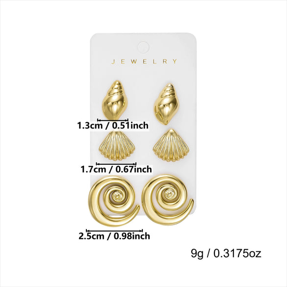 Wholesale Women's Minimalist Geometric Plastic Electroplated Starfish Shell Earring Set