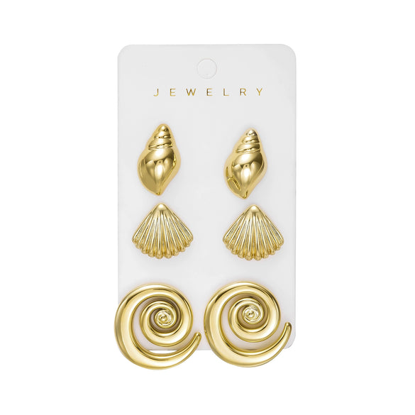 Wholesale Women's Minimalist Geometric Plastic Electroplated Starfish Shell Earring Set