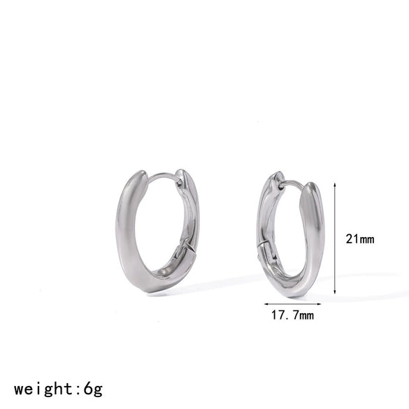 Wholesale Women's Minimalist Geometric Pleated 18K Gold Vacuum Electroplated Stainless Steel Hoop Earrings