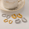 Wholesale Women's Minimalist Geometric Pleated 18K Gold Vacuum Electroplated Stainless Steel Hoop Earrings