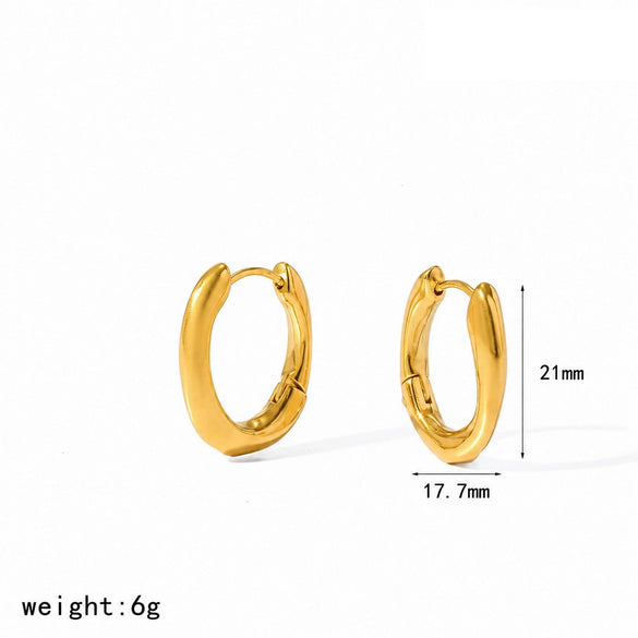 Wholesale Women's Minimalist Geometric Pleated 18K Gold Vacuum Electroplated Stainless Steel Hoop Earrings