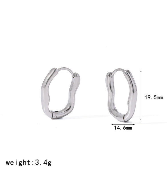 Wholesale Women's Minimalist Geometric Pleated 18K Gold Vacuum Electroplated Stainless Steel Hoop Earrings