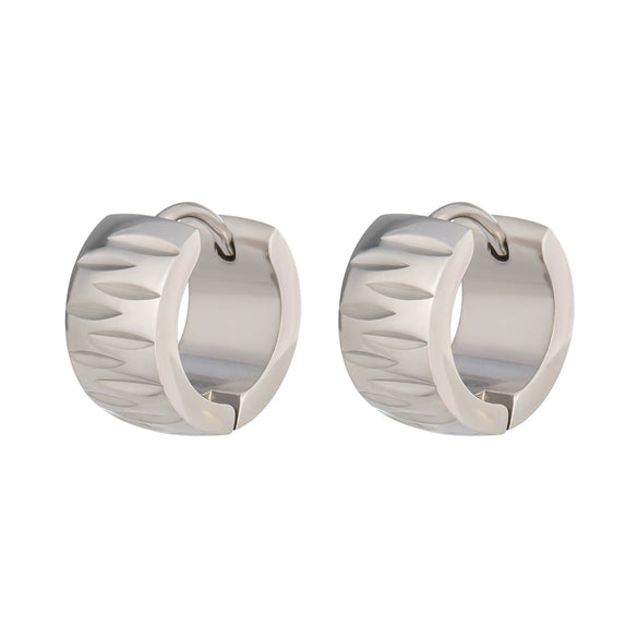Wholesale Women's Minimalist Geometric Round Stainless Steel Earrings With Textured Finish Handpolished And Vacuum Real Gold Plated In Pvd Furnace