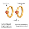 Wholesale Women's Minimalist Geometric Round Zircon Earrings Stainless Steel 18K Gold Plated By Vacuum Real Gold Plating In Pvd Furnace