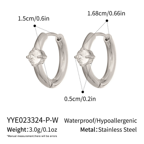 Wholesale Women's Minimalist Geometric Round Zircon Earrings Stainless Steel 18K Gold Plated By Vacuum Real Gold Plating In Pvd Furnace